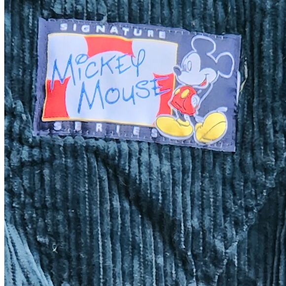Mickey Mouse Overalls Jrs. Sz L Hunter Green Corduroy Signature Series VTG - Picture 8 of 10